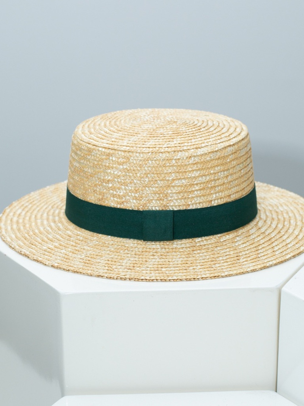 Straw Boater Hat with Ribbon - Picture 6 of 11